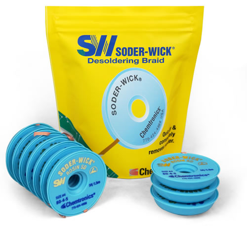 LOT OF 3 SODER-WICK 40-1-5 DESOLDERING WICK SIZE # 1 X 5' Spools Lot Solder 